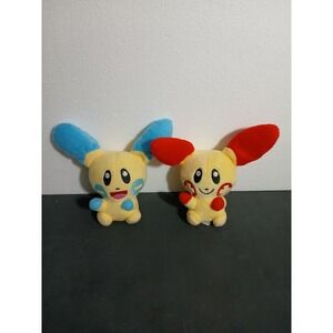 Pokémon Center Plusle Minun 2-piece Official Character Stuffed 2013 Plush‎ Set